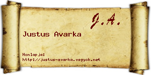 Justus Avarka névjegykártya